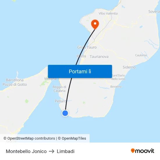 Montebello Jonico to Limbadi map