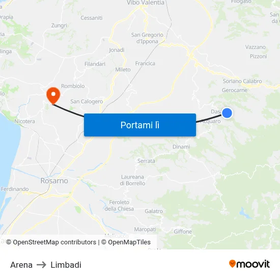 Arena to Limbadi map