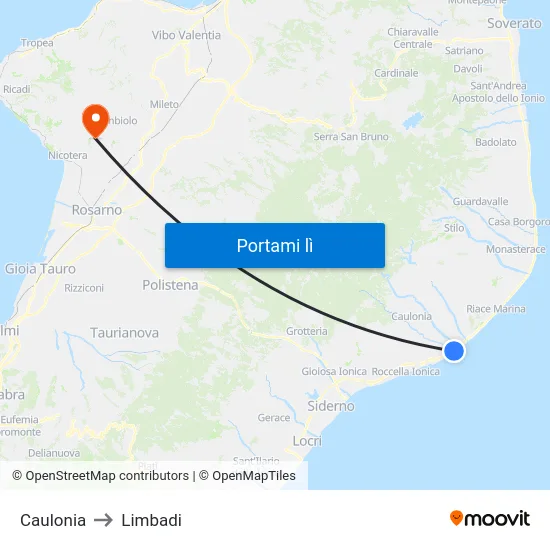 Caulonia to Limbadi map