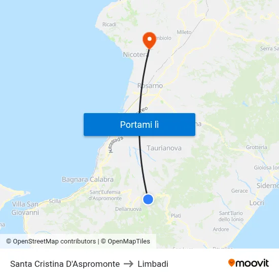 Santa Cristina D'Aspromonte to Limbadi map