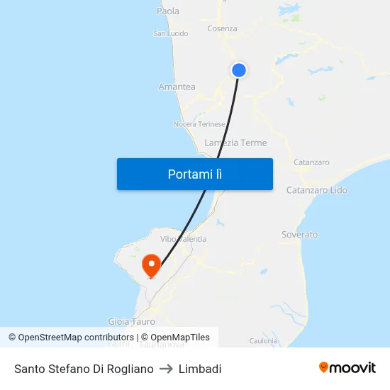 Santo Stefano Di Rogliano to Limbadi map
