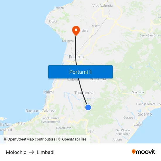 Molochio to Limbadi map