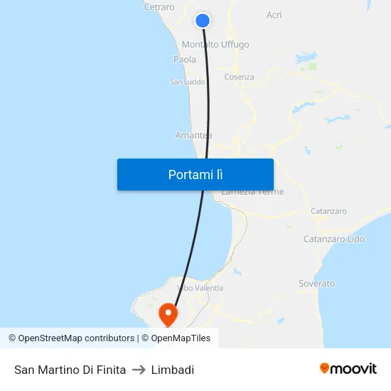 San Martino Di Finita to Limbadi map