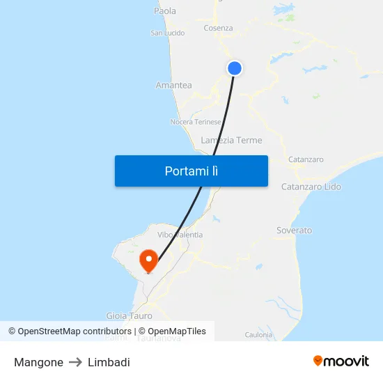 Mangone to Limbadi map