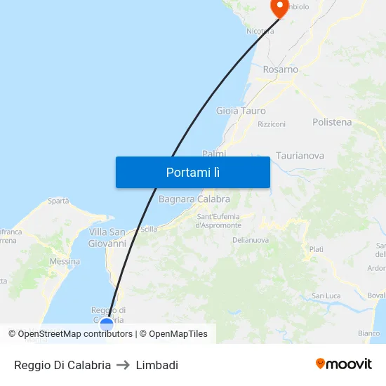 Reggio Di Calabria to Limbadi map