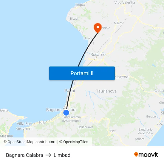 Bagnara Calabra to Limbadi map