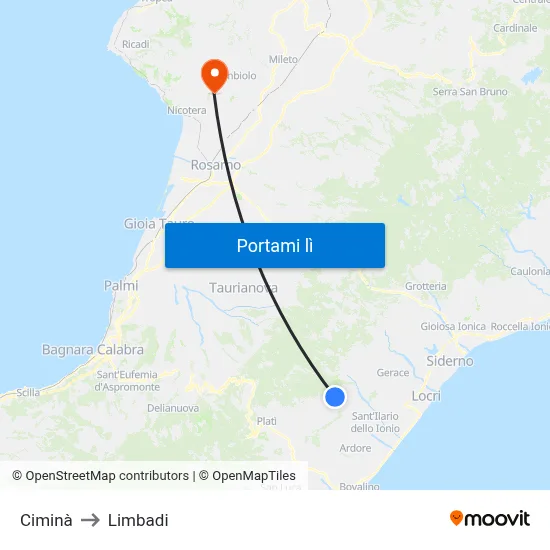 Ciminà to Limbadi map