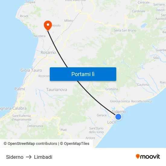 Siderno to Limbadi map