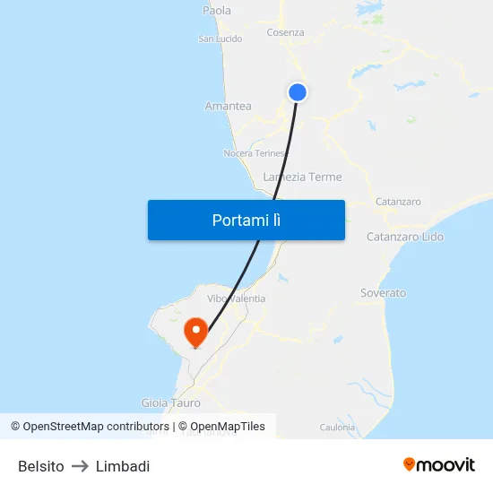 Belsito to Limbadi map