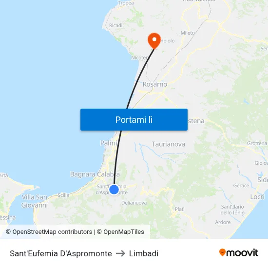 Sant'Eufemia D'Aspromonte to Limbadi map