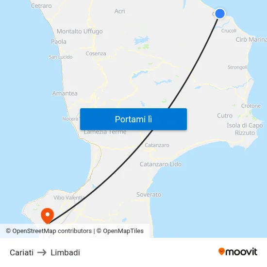Cariati to Limbadi map