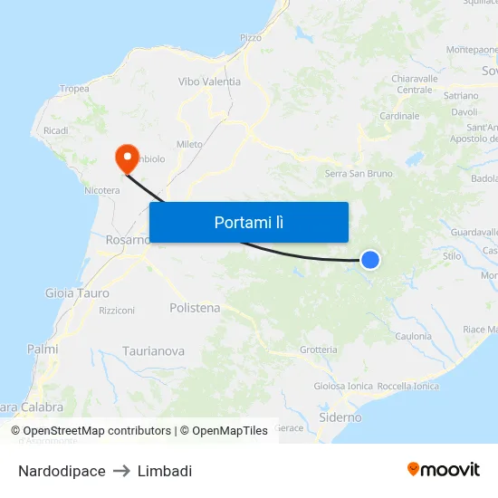 Nardodipace to Limbadi map