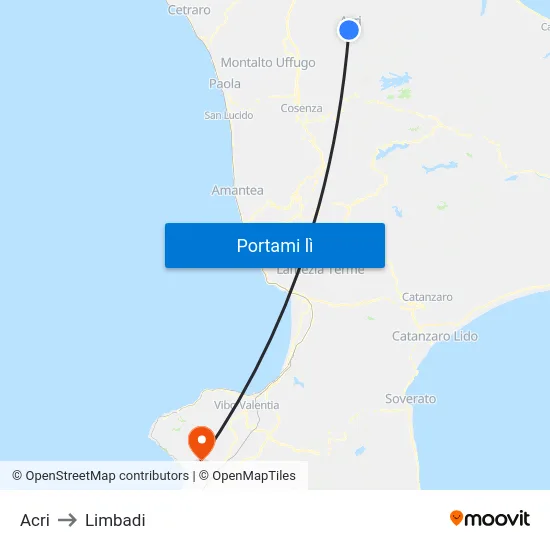 Acri to Limbadi map
