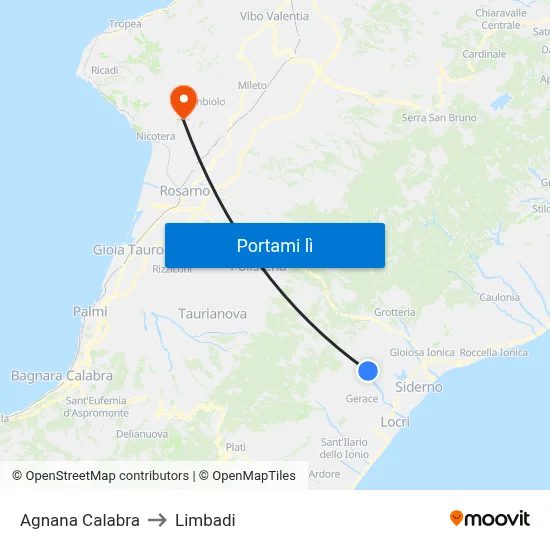 Agnana Calabra to Limbadi map