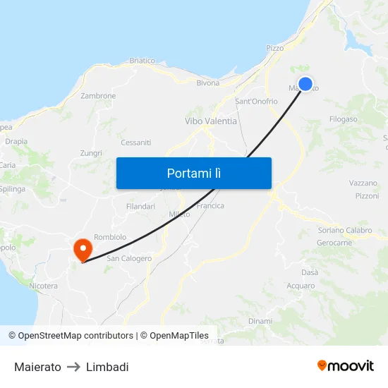 Maierato to Limbadi map