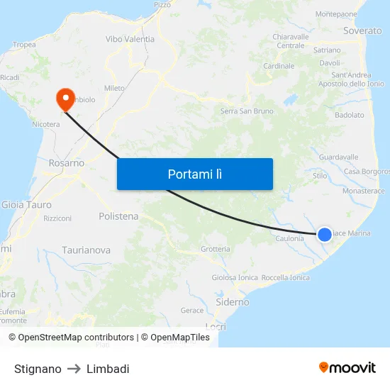 Stignano to Limbadi map