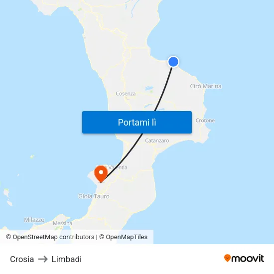 Crosia to Limbadi map