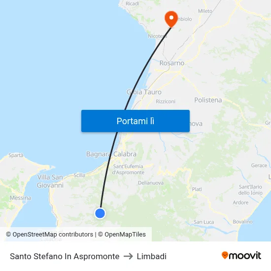 Santo Stefano In Aspromonte to Limbadi map