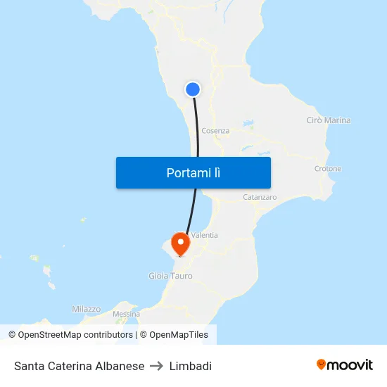 Santa Caterina Albanese to Limbadi map