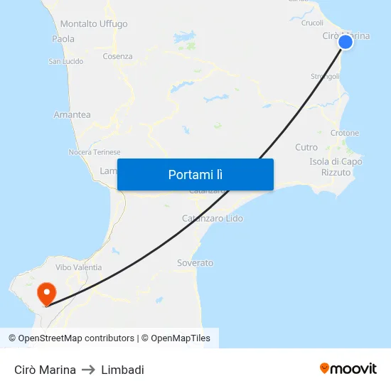 Cirò Marina to Limbadi map