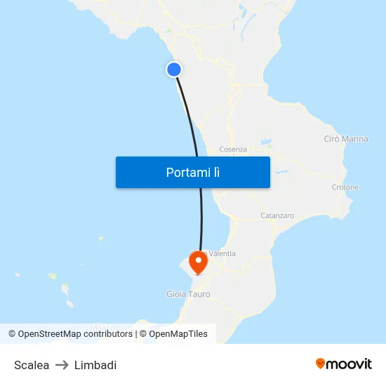 Scalea to Limbadi map