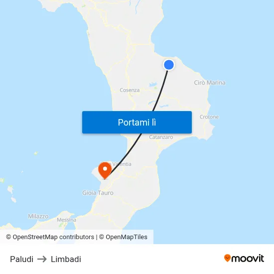 Paludi to Limbadi map