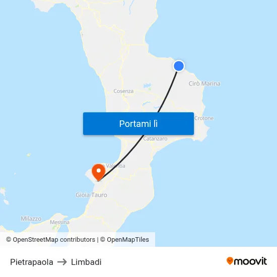 Pietrapaola to Limbadi map