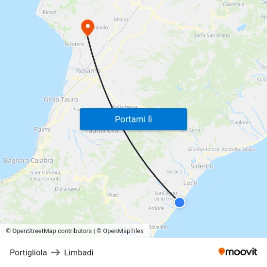 Portigliola to Limbadi map