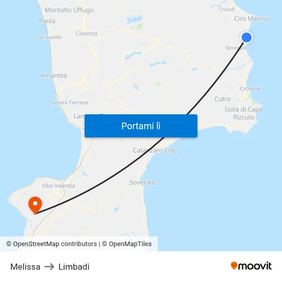 Melissa to Limbadi map