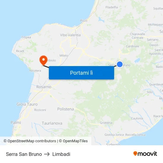 Serra San Bruno to Limbadi map