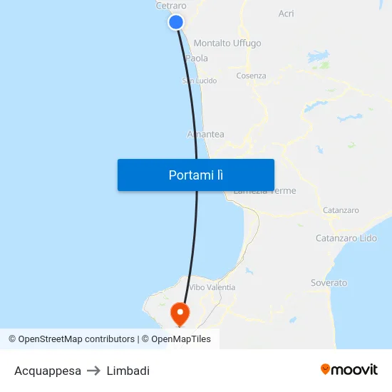 Acquappesa to Limbadi map