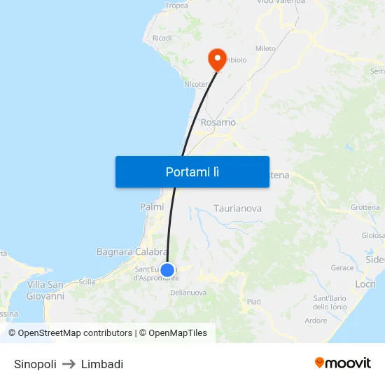 Sinopoli to Limbadi map