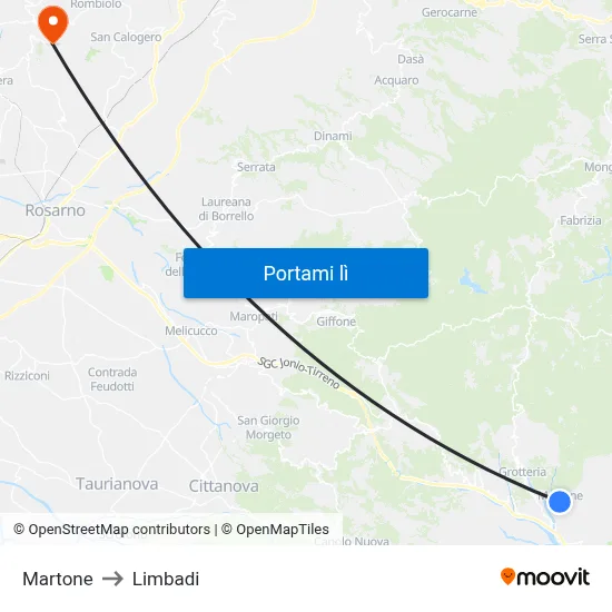 Martone to Limbadi map