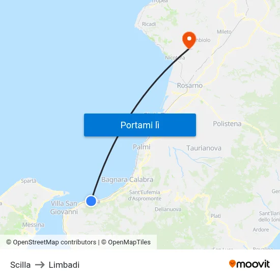 Scilla to Limbadi map