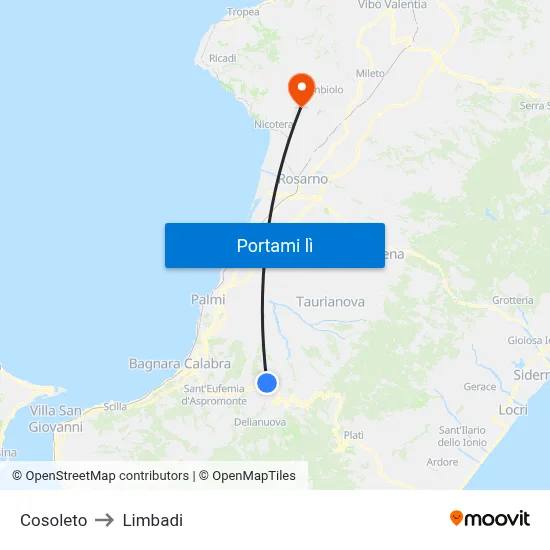 Cosoleto to Limbadi map