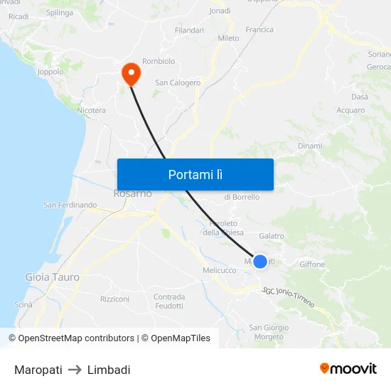 Maropati to Limbadi map