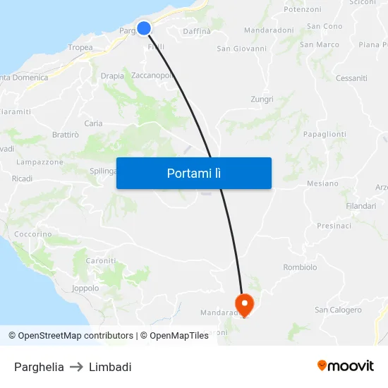 Parghelia to Limbadi map