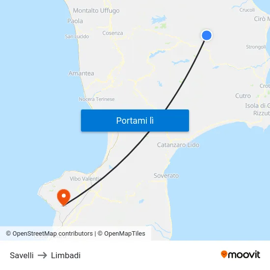 Savelli to Limbadi map