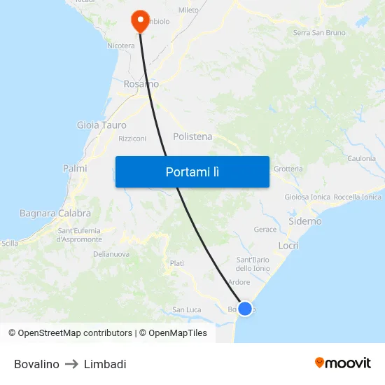 Bovalino to Limbadi map