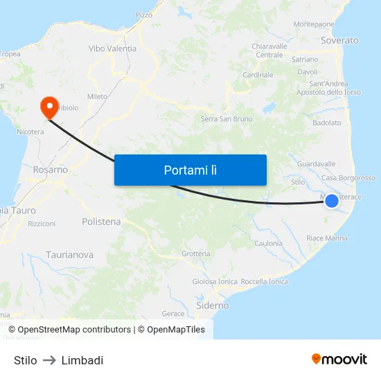 Stilo to Limbadi map