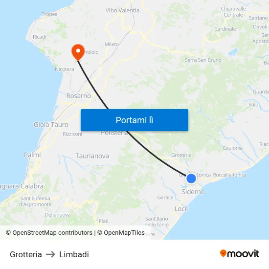 Grotteria to Limbadi map