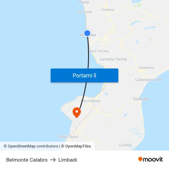 Belmonte Calabro to Limbadi map