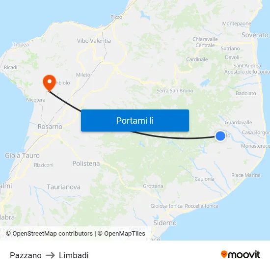 Pazzano to Limbadi map