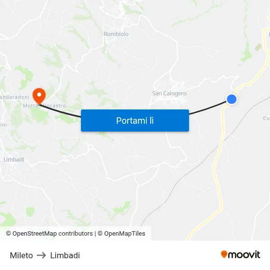 Mileto to Limbadi map