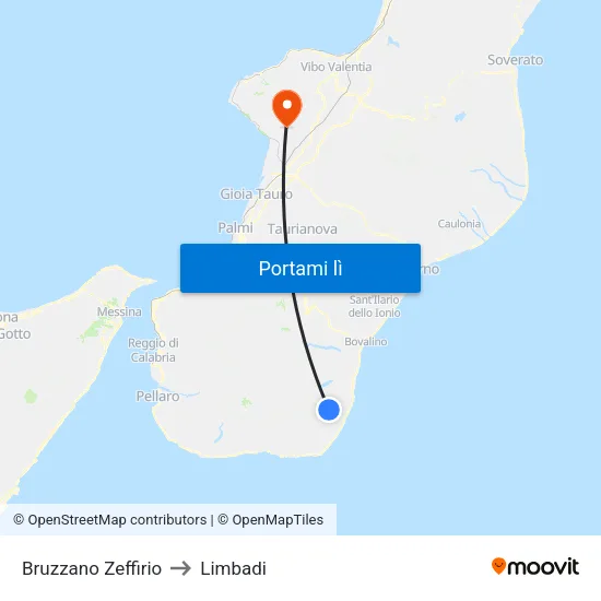 Bruzzano Zeffirio to Limbadi map