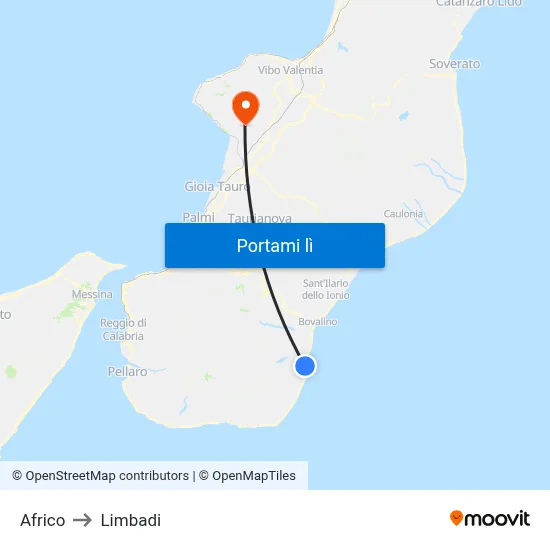 Africo to Limbadi map