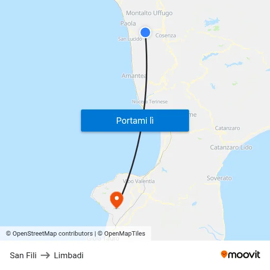San Fili to Limbadi map