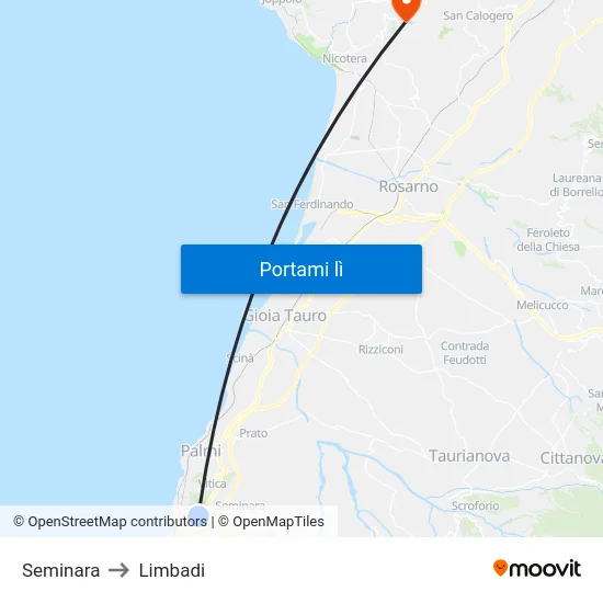 Seminara to Limbadi map
