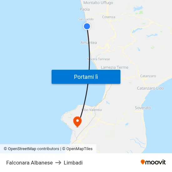 Falconara Albanese to Limbadi map