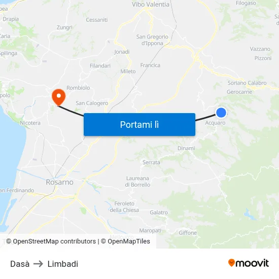 Dasà to Limbadi map